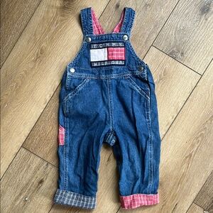 Vintage Tommy Hilfiger Denim Overalls Size 6-12 Months Spellout 90s Jeans